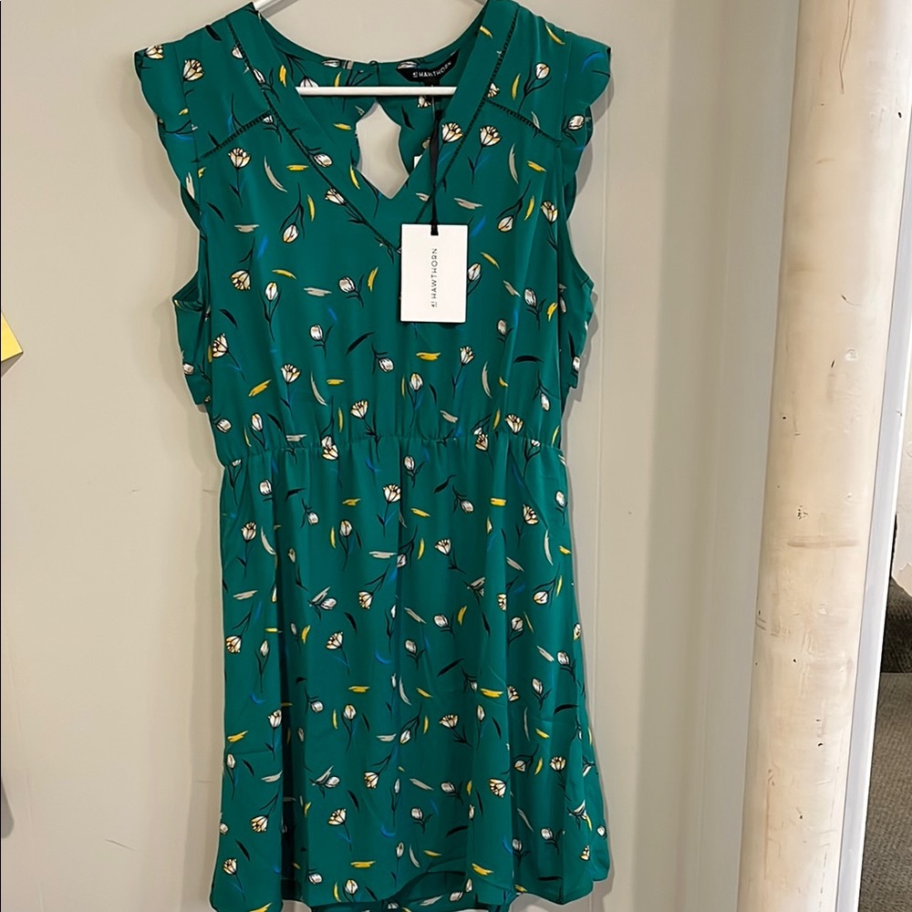 41 Hawthorn Green Sundress with Flutter Sleeves and Keyhole Neckline. NWT